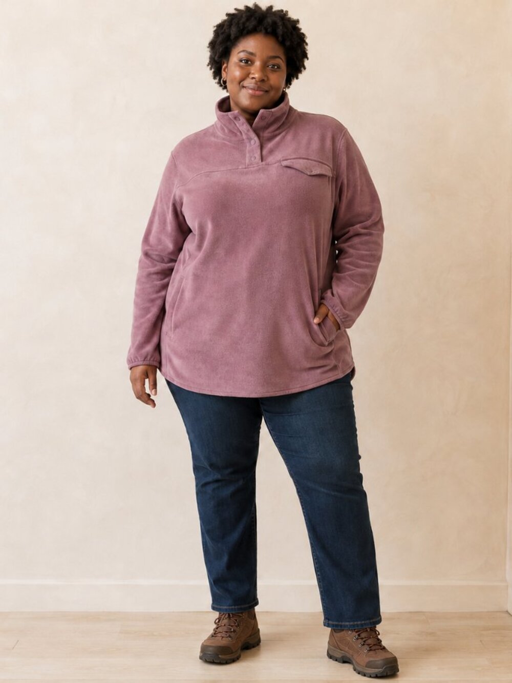 32 Degrees Heat Mauve Pullover Fleece Sweatshirt XXL Cowl Neck Casual